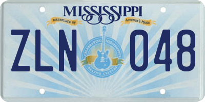 MS license plate ZLN048