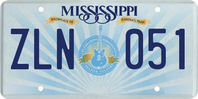 MS license plate ZLN051