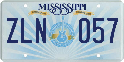 MS license plate ZLN057