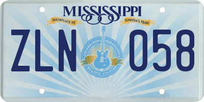 MS license plate ZLN058
