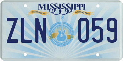 MS license plate ZLN059
