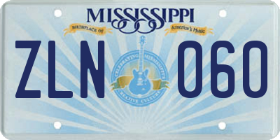 MS license plate ZLN060