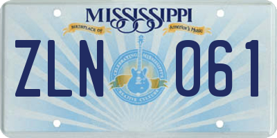 MS license plate ZLN061