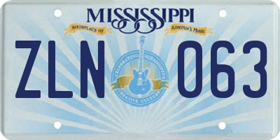 MS license plate ZLN063