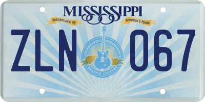 MS license plate ZLN067