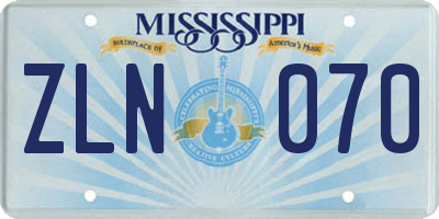 MS license plate ZLN070