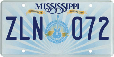 MS license plate ZLN072