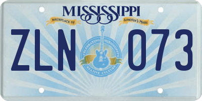 MS license plate ZLN073
