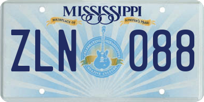MS license plate ZLN088