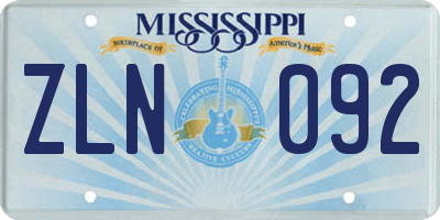 MS license plate ZLN092