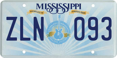 MS license plate ZLN093