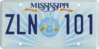 MS license plate ZLN101