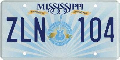MS license plate ZLN104