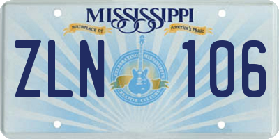 MS license plate ZLN106