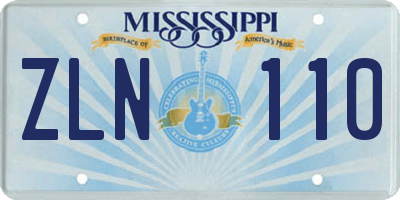 MS license plate ZLN110