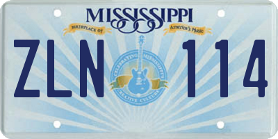 MS license plate ZLN114