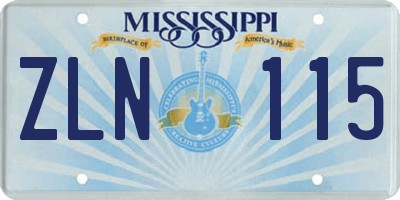 MS license plate ZLN115