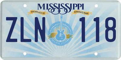 MS license plate ZLN118