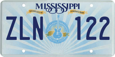 MS license plate ZLN122