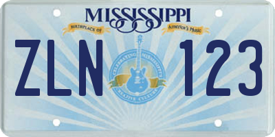 MS license plate ZLN123