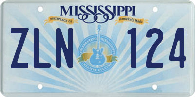 MS license plate ZLN124