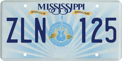 MS license plate ZLN125
