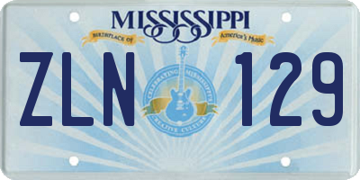 MS license plate ZLN129