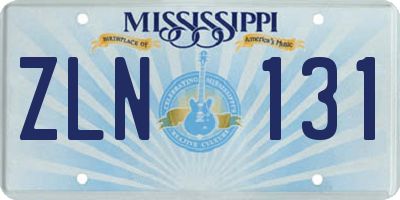 MS license plate ZLN131