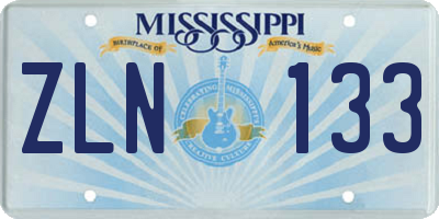MS license plate ZLN133