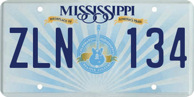 MS license plate ZLN134
