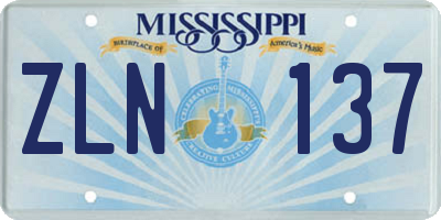 MS license plate ZLN137