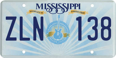 MS license plate ZLN138