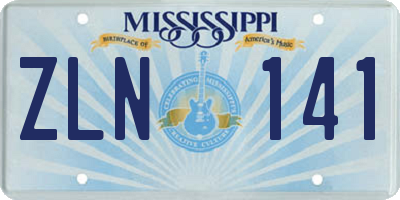MS license plate ZLN141