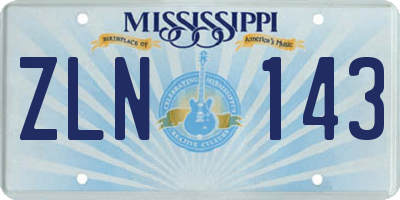 MS license plate ZLN143