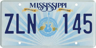 MS license plate ZLN145