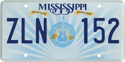 MS license plate ZLN152