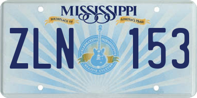 MS license plate ZLN153