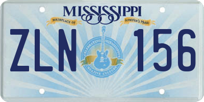 MS license plate ZLN156
