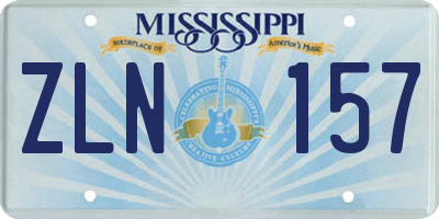MS license plate ZLN157