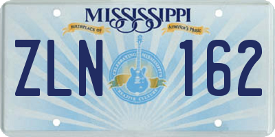 MS license plate ZLN162