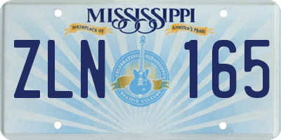MS license plate ZLN165