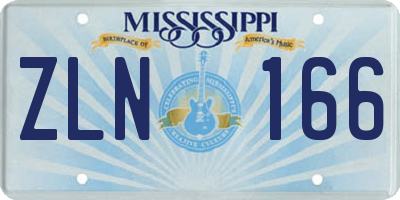 MS license plate ZLN166