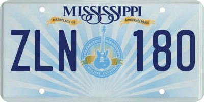MS license plate ZLN180