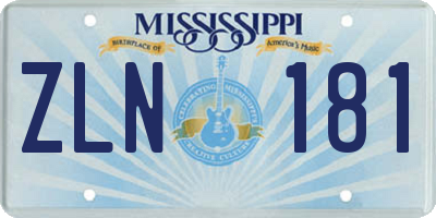 MS license plate ZLN181