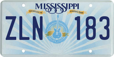 MS license plate ZLN183