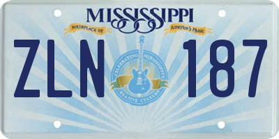 MS license plate ZLN187