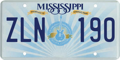 MS license plate ZLN190