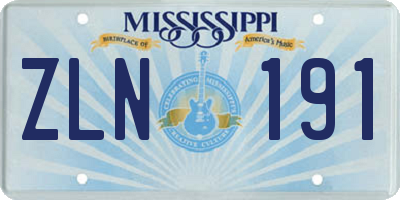 MS license plate ZLN191