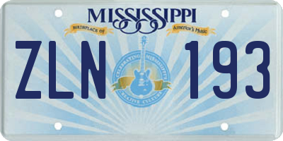 MS license plate ZLN193