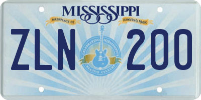 MS license plate ZLN200
